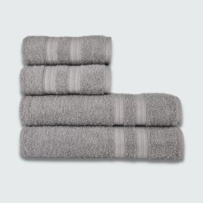 Jogo de Toalha 4 Peças Itália Soft 100% Algodão em Tecido Felpudo 430g-m² Ultra Macio Cinza
