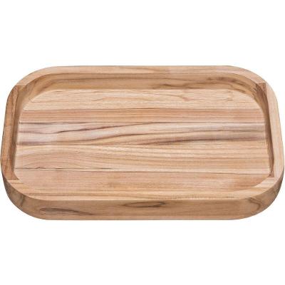 Gamela para Churrasco Gamela Retangular em Madeira Teca 40 X 25 cm com Acabamento Natural Amadeirado