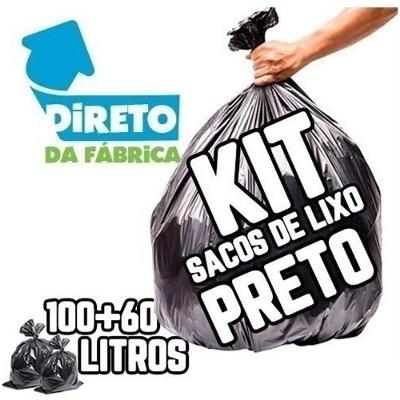 Saco para Lixo Kit Saco Lixo 100UN 100L + 60L Preto para Descarte Higipack