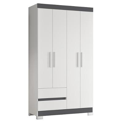 Guarda Roupa Solteiro Olímpia 4 Portas 2 Gavetas Quadriflex Branco-titanium - Móveis Albatroz Branco-titanium