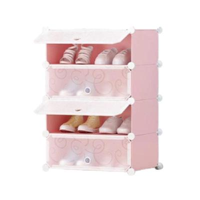 Sapateira Portatil Rosa 4 Prateleiras Modular Infantil Adulto Praia Organizador 4 Portas Armario