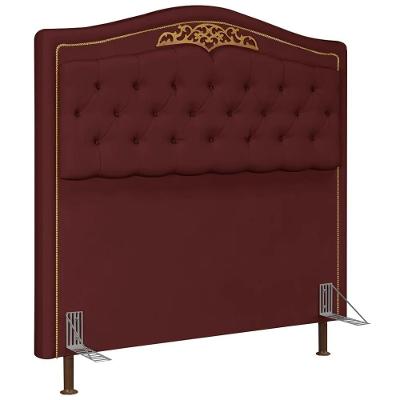 Cabeceira Cama Box Casal King 195cm Com Tachas Imperial Veludo J02 Bordô - Mpozenato