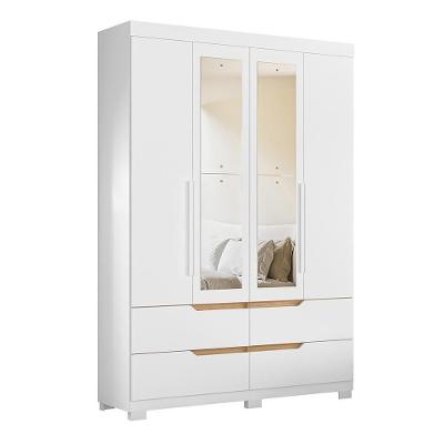 Guarda Roupa Solteiro Doble 4 Portas Flex Freijó-branco Com Espelho - Móveis Albatroz Freijó-branco