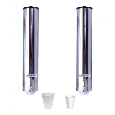 Kit Suporte para Copos Descartáveis Dispenser para Água e Café em Aço Inox Polido AISI 430 Inox