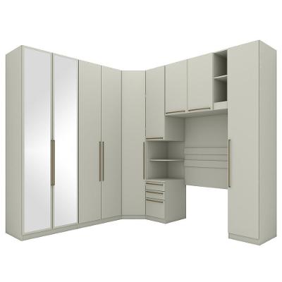 Quarto Modulado Solteiro Seletto 6 Peças Areia Com Espelho - Móveis Henn Areia