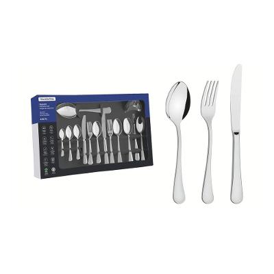 Faqueiro Zurique 101 Peças em Aço Inox com Facas de Mesa Acabamento Alto Brilho Inox