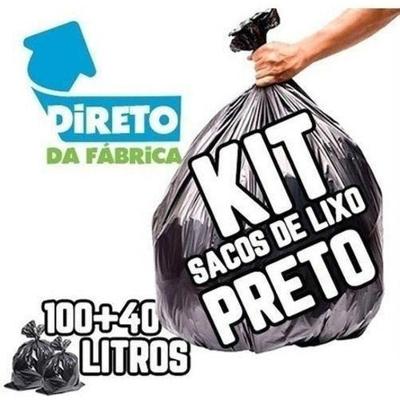 Saco de Lixo Kit 100L Preto com 40L Azul Reforçado para Uso Doméstico e Comercial Higipack