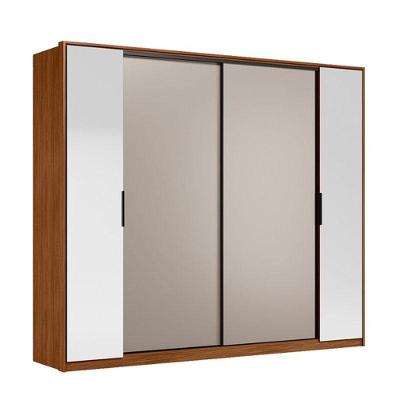 Guarda Roupa Casal Laredo D44010k Nogueira Nude Prime Tx Flex Com Espelho Demóbile - Demartêz