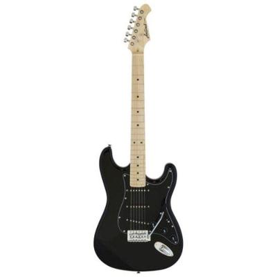 Guitarra Elétrica Pro II STG-003-SPL com 22 Trastes e Captadores OS-1 Single Coil Black Aria Guitars