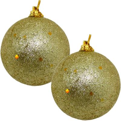 Kit 20 Bolas de Natal com Glitter Dourado para Decoração Material Isopor Dourado
