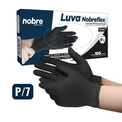 Luvas Descartáveis TPE Nobreflex para Alimentos sem Pó Alta Sensibilidade Preto Nobre