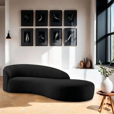 Divã Recamier Orgânico França 250cm Lado Direito Linho Preto