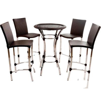 Conjunto De Banquetas E Bistrô Em Alumínio Trama Original Mármore