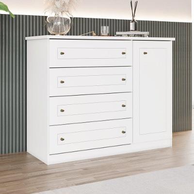 Cômoda 1 Porta 4 Gavetas Amy Casa 812 Branco Hp