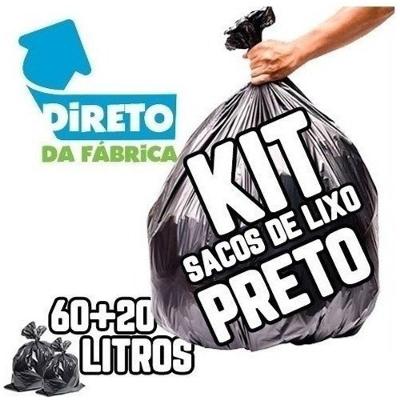 Saco de Lixo Kit 200un 60l Super e 50un 20l Preto 60l e 20l Higipack