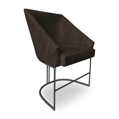 Poltrona Luxo Alana Suede Base Ferro Preto - Pallazio Cor Marrom