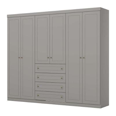 Guarda Roupa Casal 6 Portas 4 Gavetas Amy Casa 812 Cinza
