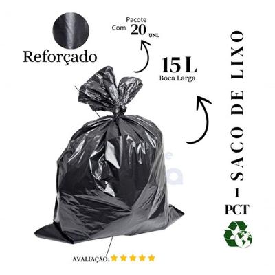 Saco de Lixo Reforçado 15 Litros 0 e 08 Micras Preto Higipack