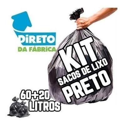 Saco de Lixo Kit 200un 60L Super e 50un 20L Preto 60L e 20L para Uso Doméstico Higipack
