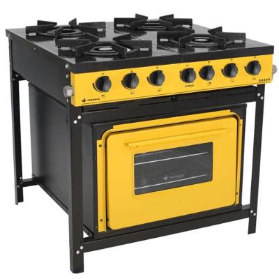 Fogão Industrial Venâncio Bravo A Gás 4 Bocas Com Forno Amarelo Esmaltado Br4bfam