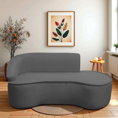 Divã Recamier Curvo Sala De Estar Recepção Marrocos 180cm Lado Direito Linho Cinza Escuro