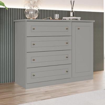 Cômoda 1 Porta 4 Gavetas Amy Casa 812 Cinza