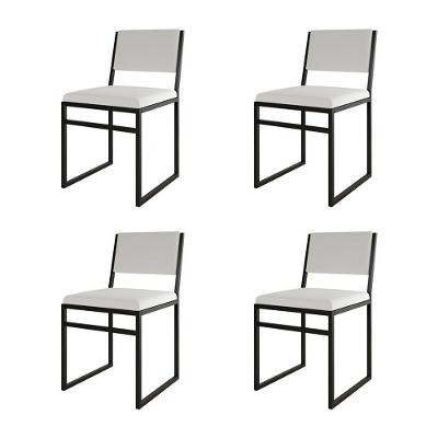 Kit 4 Cadeiras Industrial Isa Assento Corino Para Mesa Sala Cozinha - Branco