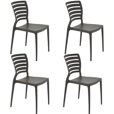 Kit 4 Cadeiras Tramontina Sofia Marrom Sem Braços Com Encosto Vazado Horizontal 92237109