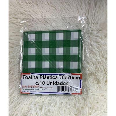 Kit 10 Toalha De Mesa Lisa Plástica 70x70cm Para Aniversário Festa Casamento Xadrez Verde