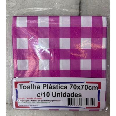 Kit 10 Toalha De Mesa Lisa Plástica 70x70cm Para Aniversário Festa Casamento Xadrez Pink