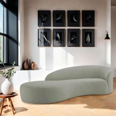 Divã Recamier Orgânico França 220cm Lado Esquerdo Bouclé Verde Oliva