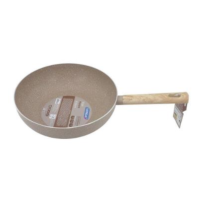 Frigideira Wok Antiaderente Marble Indução ø28cm Cabo De Madeira