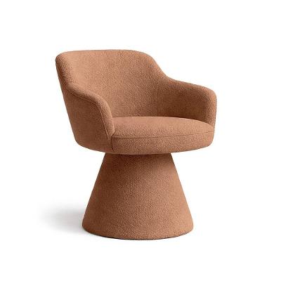 Cadeira De Mesa De Jantar Jade Base Cone Giratória Bouclé Terracota - Nexta Casa