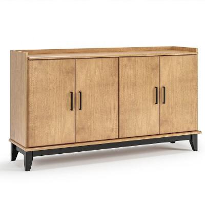Buffet Aparador Noble Rústico 4 Portas 0 Gavetas 100% Madeira Maciça 152CM Preto