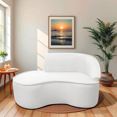 Divã Recamier Curvo Sala De Estar Recepção Marrocos 160cm Lado Esquerdo Bouclé Branco