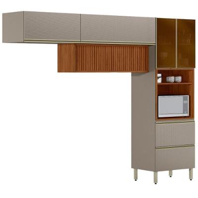 Cozinha Modulada 3 Pecas 270 Cm Ripado Dp2701 Nogueira Nude Prime Demartez Nogueira Nude Prime