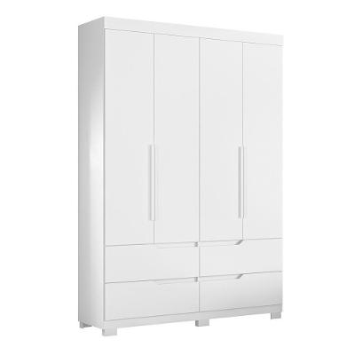 Guarda Roupa Solteiro Doble 4 Portas E 4 Gavetas Flex Branco-freijó - Móveis Albatroz