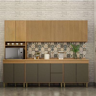Cozinha Completa 5 Peças Dakota Com Aéreo Fresado Em Mdf/mdp Marrom/cinza
