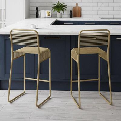 Banqueta Cozinha Alta Kit 2 Base Industrial Aramada Taynah Dourado K01 - D'rossi