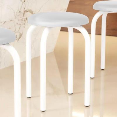 Banqueta Cozinha Baixa Empilhável Industrial Jully Branco-branco D03 - D'rossi