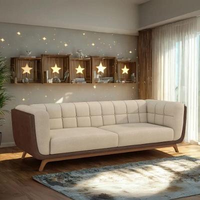 Sofá Madri 3 Lugares 180CM Bege Marrom Off White Bouclê Divani