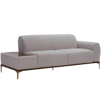 Sofá Molino 3 Lugares 210cm C/mesa Auxiliar Direito Pés Ouro.f Lona Cru - Nexta Casa