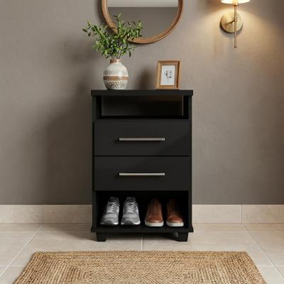 Mini Cômoda Com Gavetas E 2 Nichos Multiuso Preto Repleta