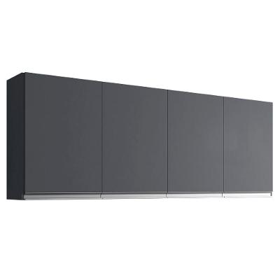 Armário Aéreo de Cozinha Andréia 160CM 4 Portas MDF Giratória Cinza Fosco
