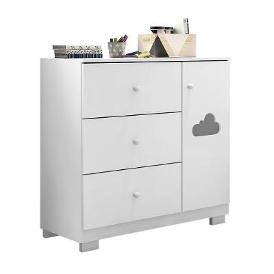 Cômoda Infantil Amora P04 3 Gavetas em MDF com Puxador Plástico Branco para Quarto
