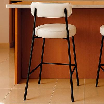 Banqueta Cozinha Alta Com Encosto Industrial Preto Londres Pu Branco D03 - D'rossi