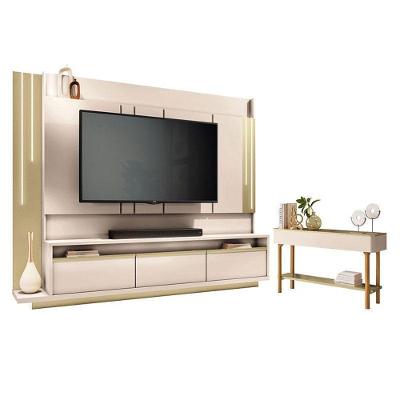 Home Theater Montane Off White Champanhe Com Aparador Fiero Off White Champanhe - Hb Móveis