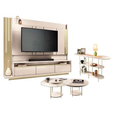 Home Theater Montane Off White Champanhe Com Kit Mesa De Centro Sky E Aparador Infinity Off White - Hb Móveis