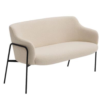 Sofá Namoradeira 02 Lugares 130cm Jade Base Preto Bouclé Off White - Nexta Casa