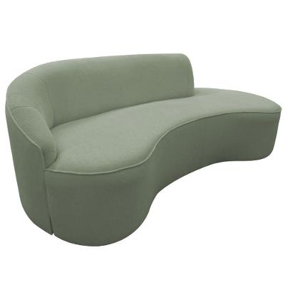 Sofá Curvo 03 Lugares 210cm Eron Braço Direito Bouclé Verde Claro - Nexta Casa